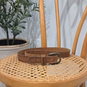 Vintage Brown Suede Belt with Brass Buckle Old Money Vibe